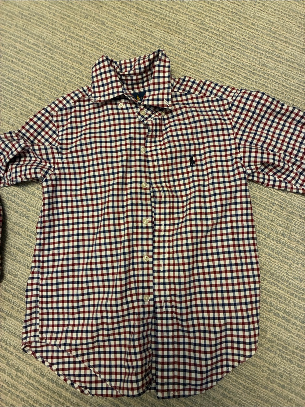 Ralph Lauren Boys Red, Navy & White Gingham Button-Down Shirt